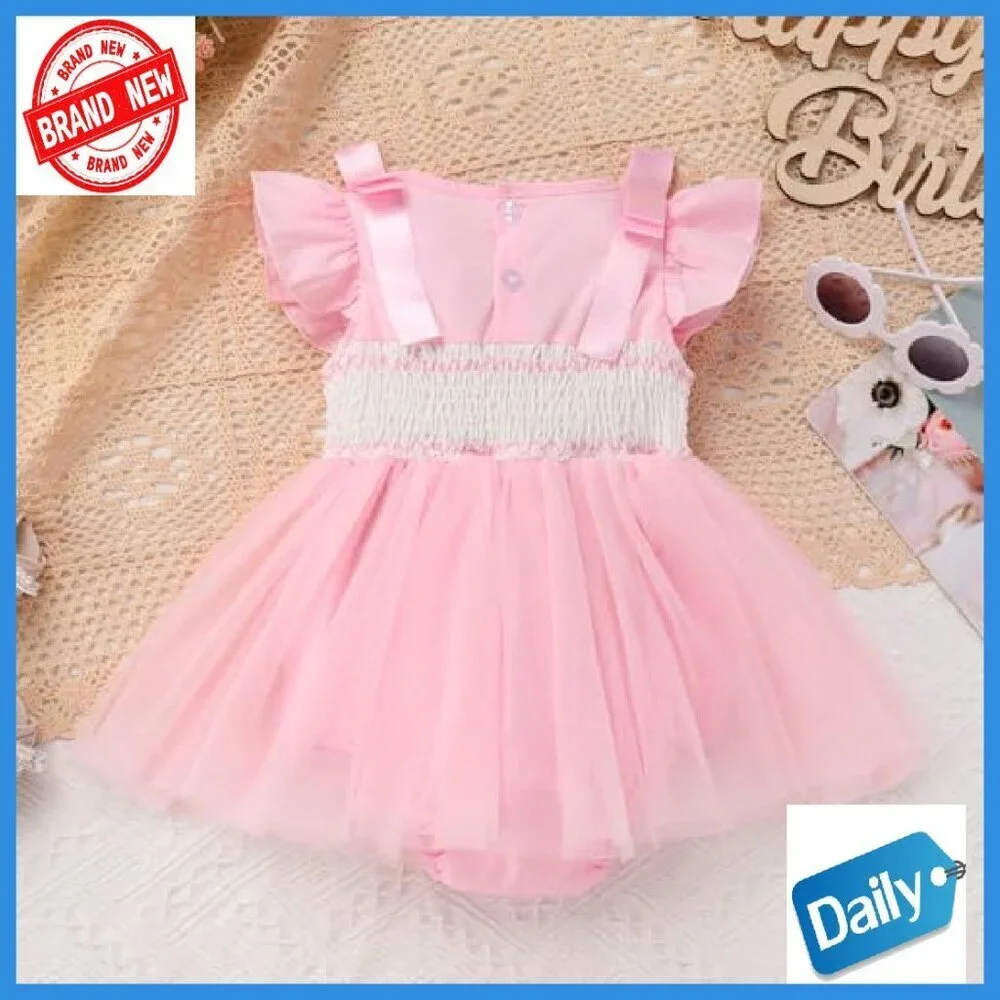 Baby Girl Birthday Tutu Romper Dress with Headband Set